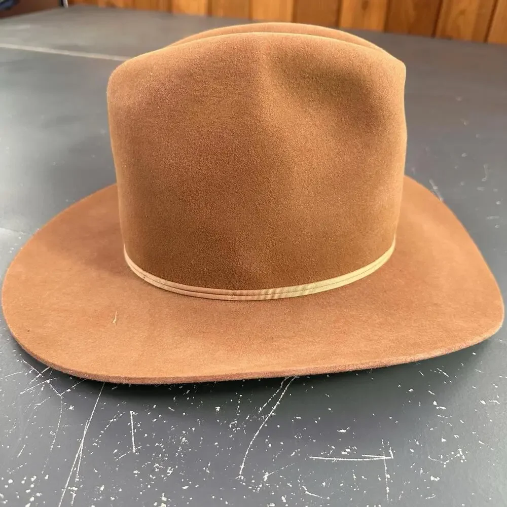 VTG Resistol Cowboy Hat Youth 6 5/8 Tan Rust Colored Wool Felt Made in USA - Picture 4 of 10